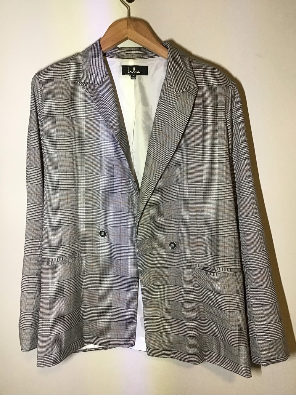 Lulu's Gray Glen Plaid Double-Breasted Sport Coat